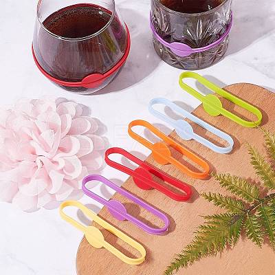 Long Silicone Wine Glass Label AJEW-PH0016-64-1