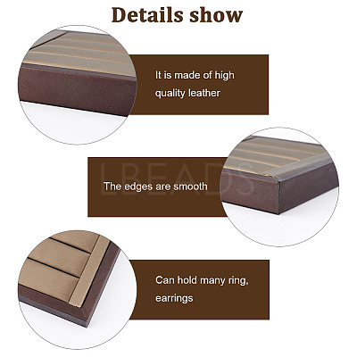 3-Slot Brushed PU Leather Covered Wood Finger Ring Display Trays ODIS-WH0034-10-1