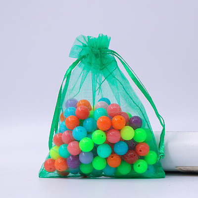 Rectangle Organza Drawstring Bags CON-PW0001-054D-04-1
