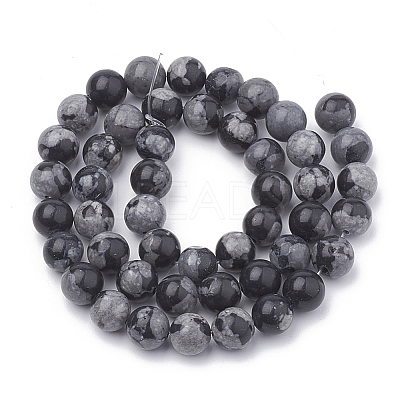 Synthetic Snowflake Obsidian Beads Strands X-G-R342-8mm-21-1