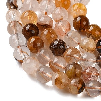 Natural Yellow Hematoid Quartz/Golden Healer Quartz Beads Strands G-C268-B01-02-1