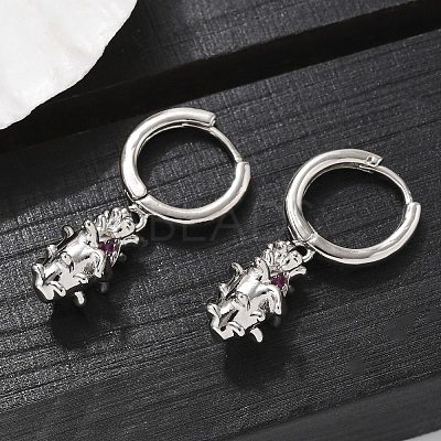 Brass Cubic Zirconia Hoop Earrings EJEW-Q015-01P-A-1