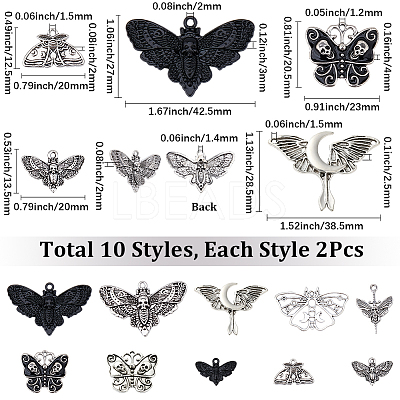 20Pcs 10 Styles Tibetan Style Alloy Pendants FIND-SC0021-44-1