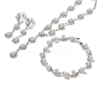 Brass Rhinestones Necklaces & Earring & Bracelets Sets for Women WGF929C-02-1