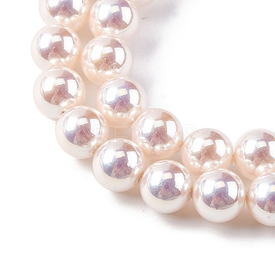 UV Plating Pearlized Glass Pearl Beads Strands GLAA-F128-01A-T02-1