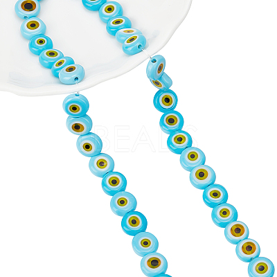1 Strand Handmade Evil Eye Lampwork Beads Strands LAMP-NB0001-86B-1