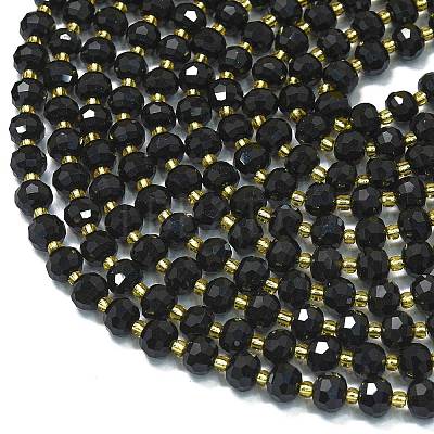 Natural Dyed & Heated Black Agate Beads Strands G-K389-E25-01-1
