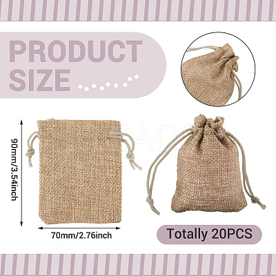 20Pcs Rectangle Polyester Imitation Burlap Packing Pouches Drawstring Bags ABAG-TA0001-95B-1