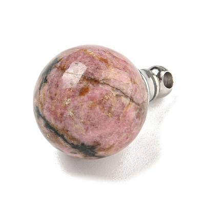 Natural Rhodonite Perfume Bottle Pendants G-K338-22P-04-1