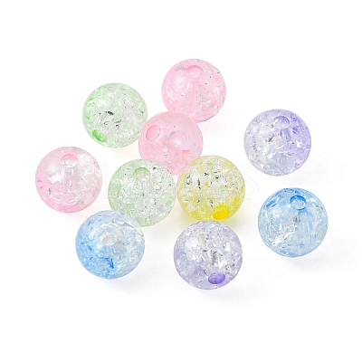 100Pcs 5 Colors Transparent Crackle Acrylic Beads CACR-FS0001-02-1