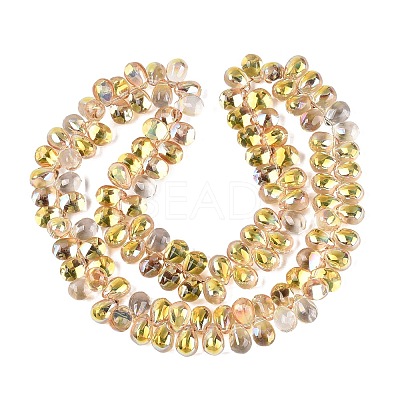 Electroplate Baking Paint Transparent Glass Beads Strands GL-N005-02A-C14-1