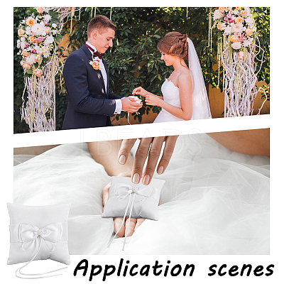 Square Polyester with Plastic Pearl Flower Wedding Finger Ring Display Pillow RDIS-WH0016-24B-1
