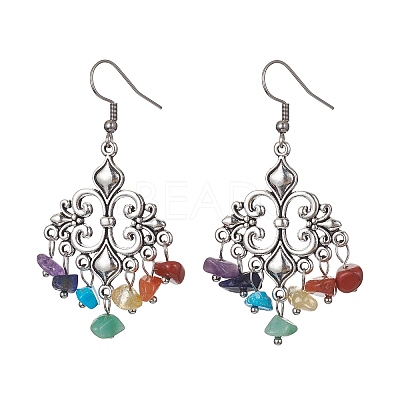 Natural Mixed Gemstone Chips Chandelier Earrings EJEW-JE05418-02-1