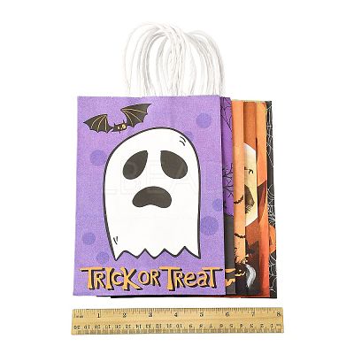 24Pcs 6 Styles Halloween Theme Kraft Paper Gift Bags with Handles CARB-FS0001-09-1