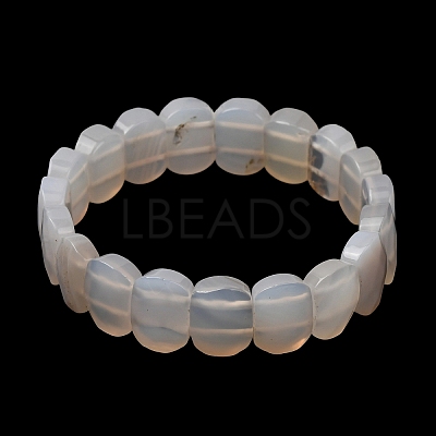 Natural Grey Agate Beaded Stretch Bracelets for Unisex G-K303-01J-1