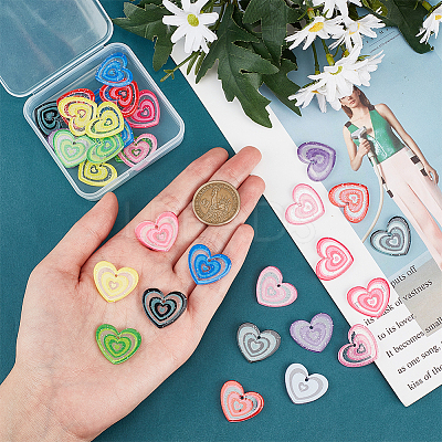 32Pcs 8 Colors Transparent Acrylic Pendant MACR-HY0001-03-1