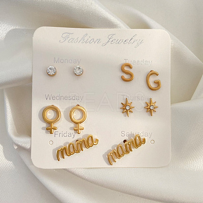 Letter Alloy Stud Earring Sets WH-WG09E3C-01-1