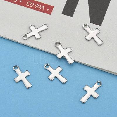 Tarnish Resistant 304 Stainless Steel Tiny Cross Charms STAS-E104-34P-1