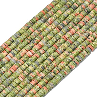 Natural Unakite Beads Strands G-P575-B25-4x1mm-1