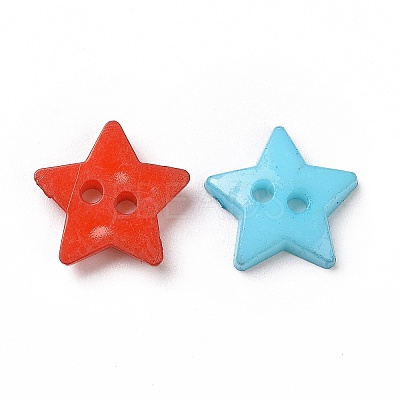 2-Hole Acrylic Star 12MM Sweater Kids Clothes Findings X-BUTT-E053-M-1