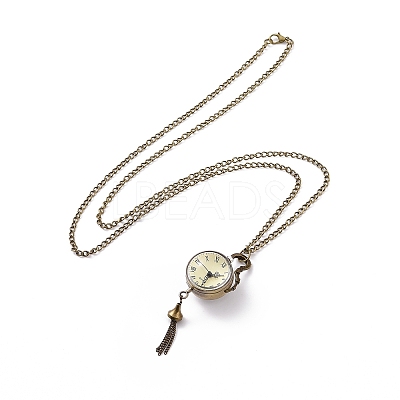 Alloy Round Pendant Necklace Quartz Pocket Watch X-WACH-N011-07A-1