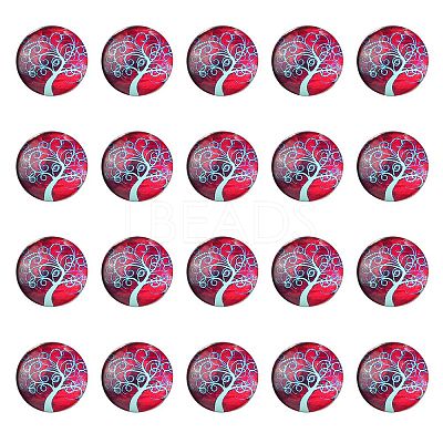 Half Round/Dome Tree Pattern Glass Flatback Cabochons for DIY Projects GGLA-YW0001-14E-1