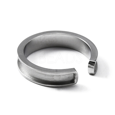 304 Stainless Steel Grooved Cuff Ring Settings RJEW-WH0009-01D-1