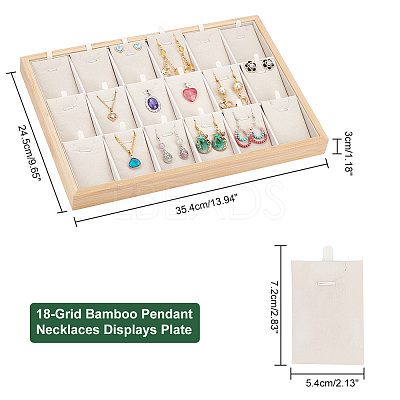 18-Grid Bamboo Pendant Necklaces Displays Plate NDIS-WH0006-07-1