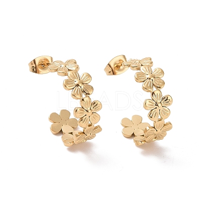 Ion Plating(IP) 304 Stainless Steel Flower Wrap Stud Earrings EJEW-G326-03G-1
