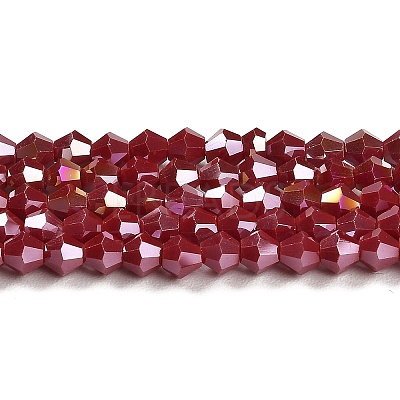 Opaque Solid Color Electroplate Glass Beads Strands GLAA-F029-P4mm-A01-1