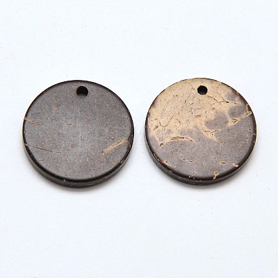 Wood Jewelry Findings Flat Round Coconut Pendants COCO-E001-10A-1