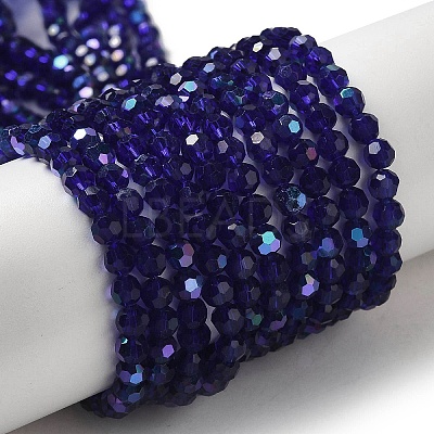 Electroplate Transparent Glass Beads Strands X-EGLA-A035-T4mm-L06-1