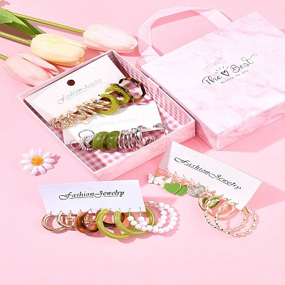 5 Sets 5 Colors Alloy Hoop Earring Sets EJEW-FS0001-23A-1