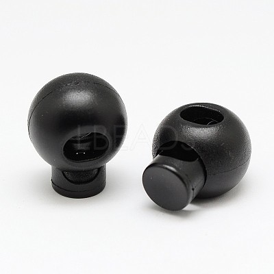 1-Hole Dyed Iron Spring Loaded Eco-Friendly Plastic Round Buckle Cord Toggle Lock Beans Stoppers for Sportwear Luggage Backpack Straps FIND-E004-60B-19mm-1