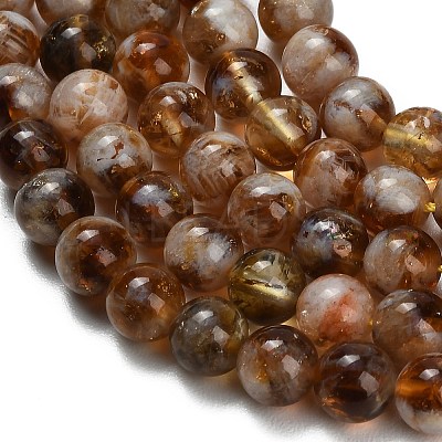 Heated Natural Citrine Beads Strands X-G-C293-A04-8mm-1