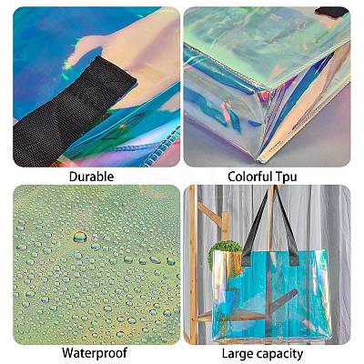 3Pcs 3 Style Rectangle Transparent Laser Plastic Hand Bags ABAG-SZC0007-09-1