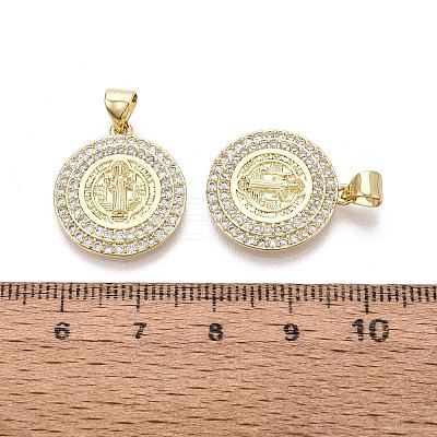 Religion Brass Micro Pave Clear Cubic Zirconia Pendants KK-N287-43G-02-1