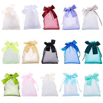 30Pcs 15 Colors Rectangle Organza Drawstring Bags ABAG-TA0001-89-1