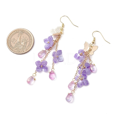 Flower Brass Dangle Earrings EJEW-TA00643-01-1