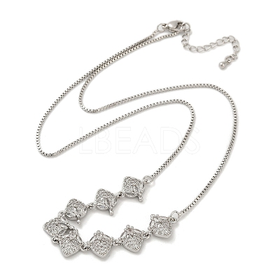 Brass Micro Pave Clear Cubic Zirconia Fruit Bib Necklaces NJEW-F342-01A-P-1