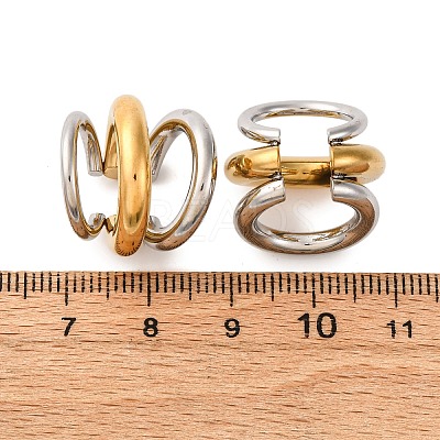 Triple C-Shaped 304 Stainless Steel Two Tone Cuff Earrings EJEW-A131-04A-GP-1