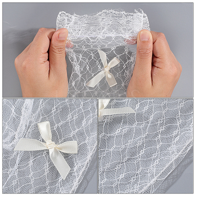 Bowknot Polyester Long Lace Gloves AJEW-WH20007-92B-1