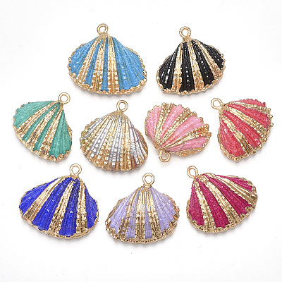 Spray Paint & Electroplate Sea Shell Pendants X-SSHEL-S262-09-1