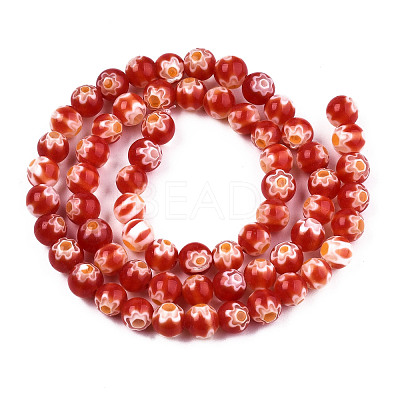Round Millefiori Glass Beads Strands LK-P001-37-1