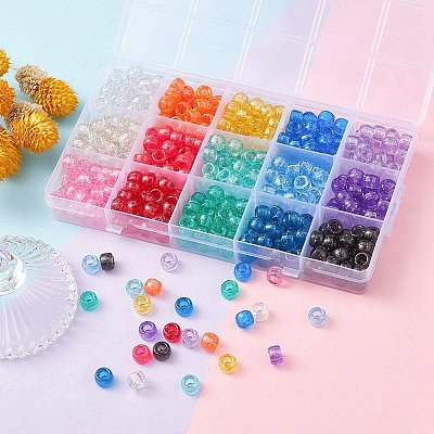450Pcs 15Colors Transparent Plastic Beads KY-YW0001-49-1