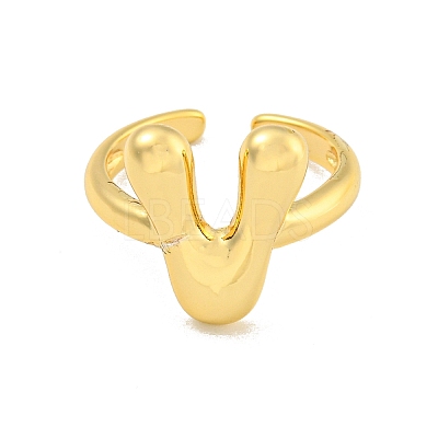 Brass Letter Open Cuff Rings for Women RJEW-G313-01V-G-1