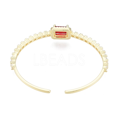 Cubic Zirconia Rectangle Open Cuff Bangle BJEW-G651-05G-05-1