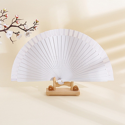 Spanish Solid Color Bamboo with Paper Folding Fan PW-WGF3F0E-07-1