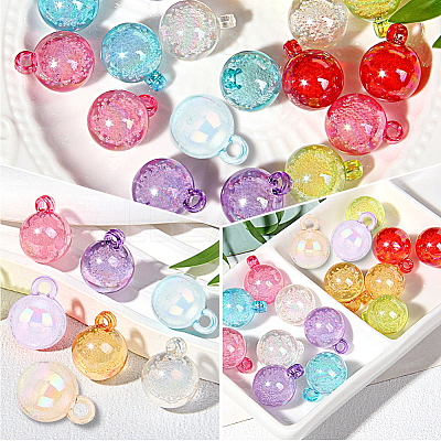 50Pcs 5 Colors Transparent Acrylic Pendants MACR-SP0002-39-1