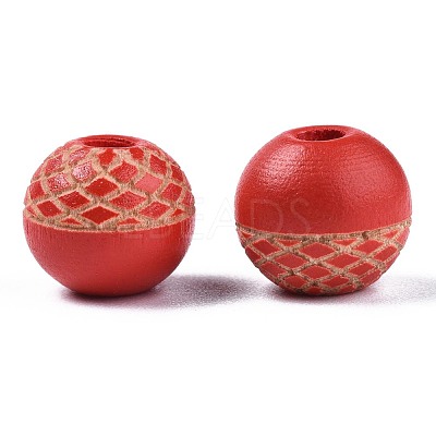 Painted Natural Wood Beads WOOD-S057-072-1